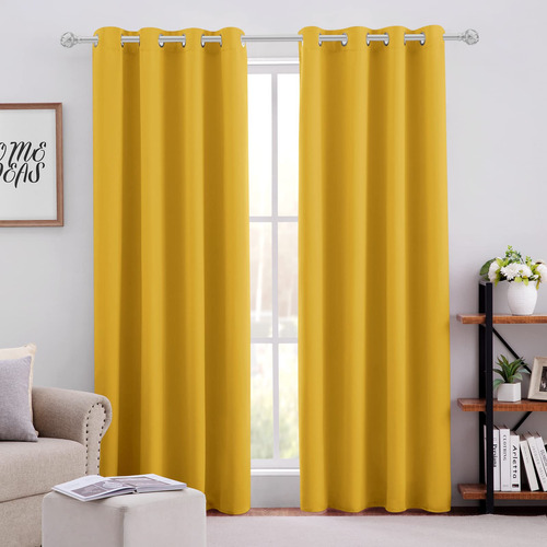 Homeideas Cortinas Opacas De Color Amarillo Mostaza Para Dor