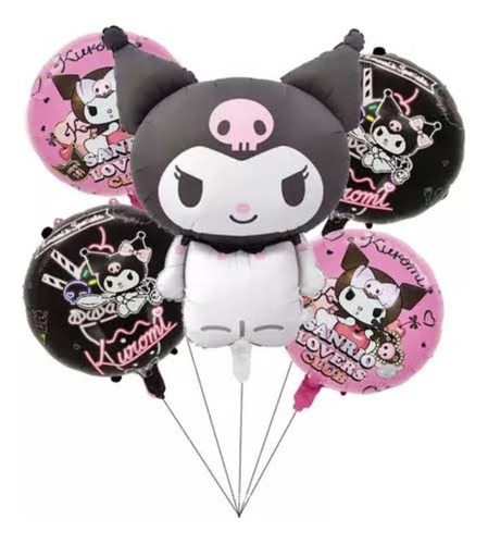 Kit 5 Globos Kuromi Decoracion Fiesta Amigos Kitty 