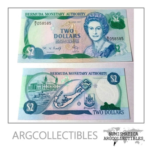 Bermuda Billete 2 Dolares Año 1997 Pick 40b Unc Sin Circular