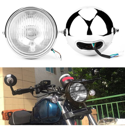 Faro Delantero Universal Para Motocicleta, Retro, Carcasa Pl