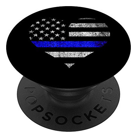 Police Wife Thin Blue Line Bandera Corazón Popsockets 3nytf