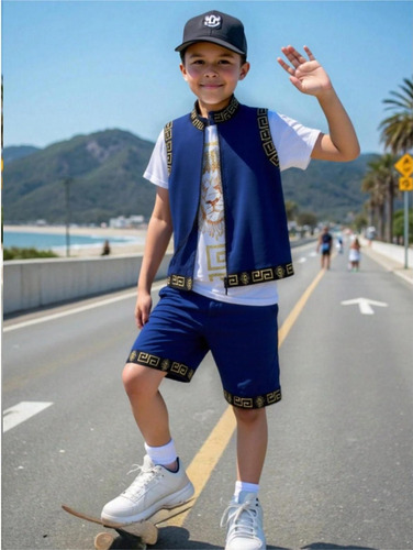 Abrigo Con Cremallera, Camiseta Casual Y Pantalones Cortos D