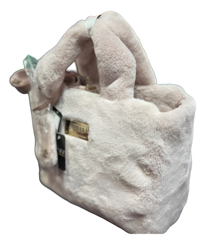 Bolsa Tote Guess Color Crema En Peluche Para Dama, Practica Rosa Claro Lisa Oro Rosa Pálido