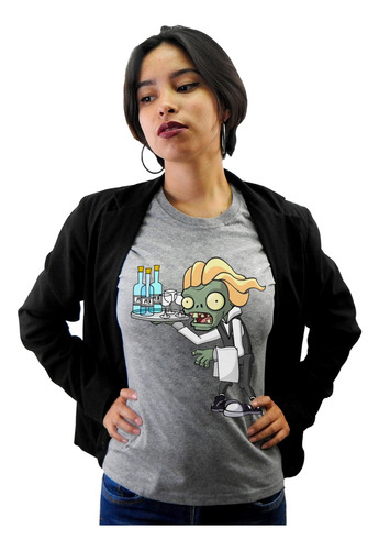 Gris Alfa Playera Plantas Vs Zombies Mesero Pvz