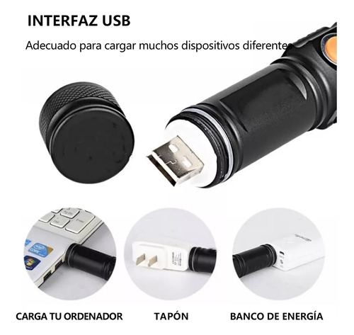 1000 Lm Mini Linterna Portátil Recargable Con Zoom Cgq 60 W