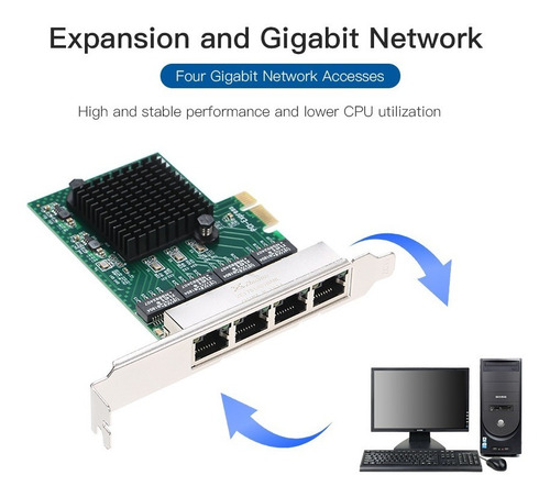 Placa De Servidor De Rede 4 Portas Gigabit 1000m Pci-e