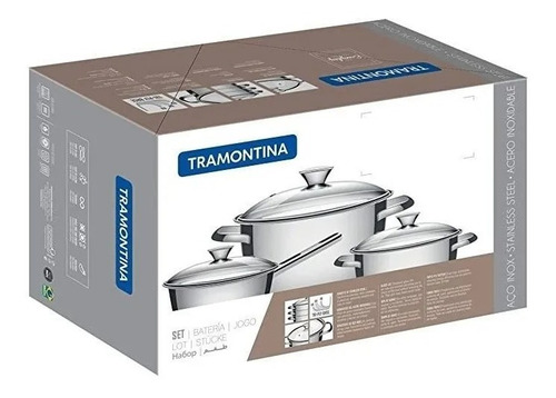 Bateria Ollas 3p Allegra Tramontina Acero + Vidrio Samihome