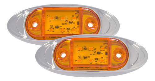 Set De 2 Plafones Laterales 6 Leds Ámbar Elípticos Tunelight