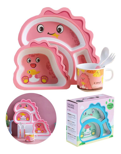 Set Vajilla Para Bebes Niños Bambu - Animalitos