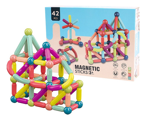 Juego De Barras Magneticas 42 Piezas Construcción Magnética