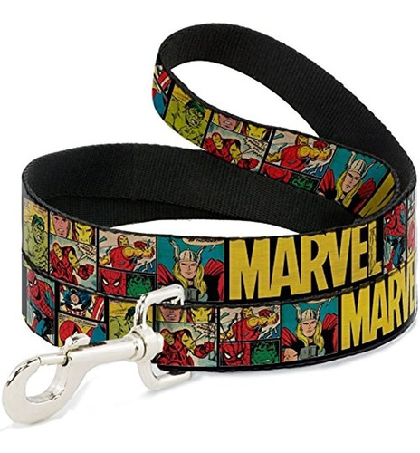 Correa De Perro Marvel Retro Comic Paneles Negro Amarillo