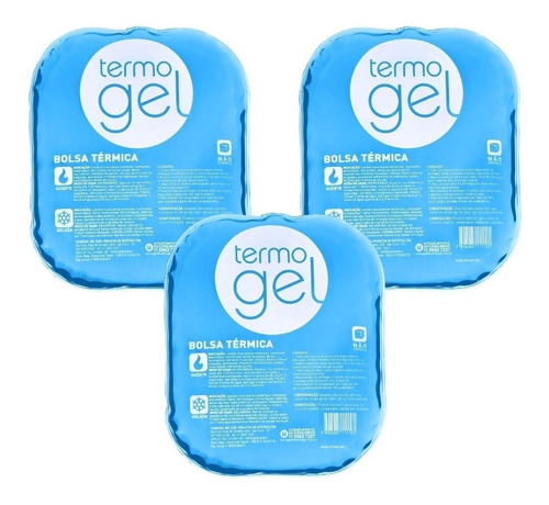 Imagem 1 de 2 de Kit 3un Bolsa Térmica De Gel Termogel Compressa Quente Frio