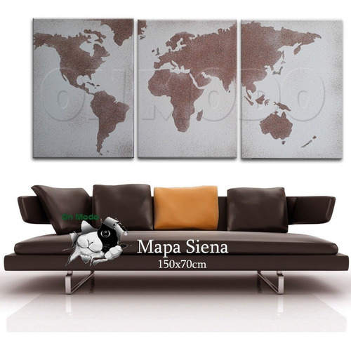 Cuadros Mapa Tripticos Decorativos Mapamundi Planisferio Atlas Texturados Pintados A Mano