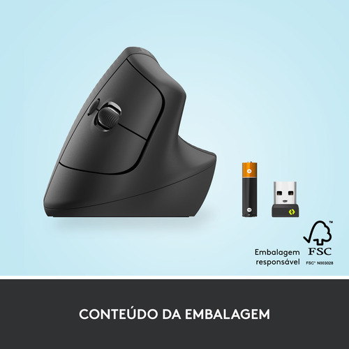 Mouse Sem Fio Logitech Lift Vertical - Grafite Grafite