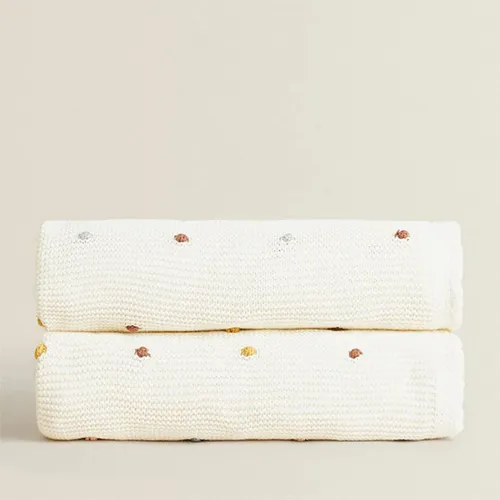 Manta Suave Para Bebé, Ideal Para Cuna Y Cochecito Color Blanco Puntos