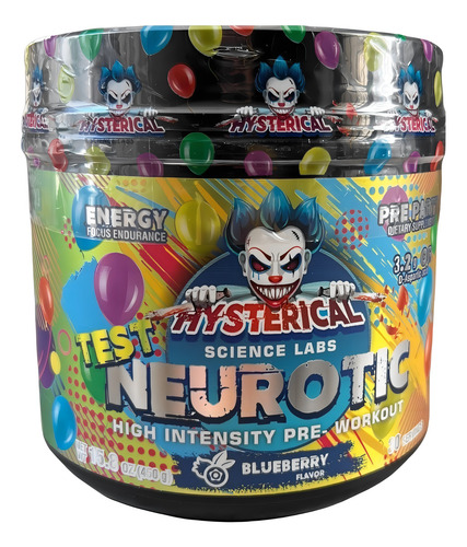 Teste neurótico pré-treino/Hysterical 30 Srv/450 grs/sabor de mirtilo