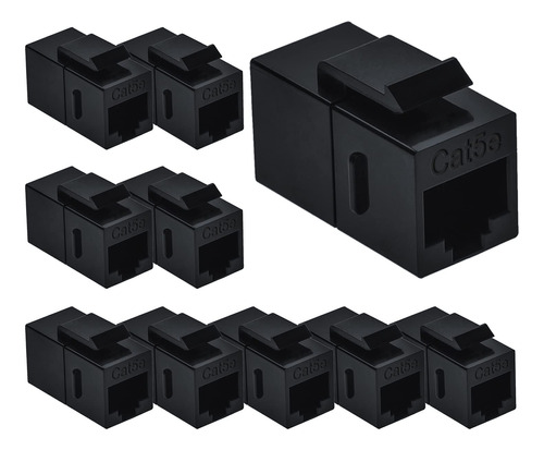 Acoplador Linea Rj45 Pestillo Keystone Hembra 10 Negro