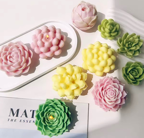 Molde Silicona Flor Suculenta Puntas Grande 3d Velas Jabones Transparente