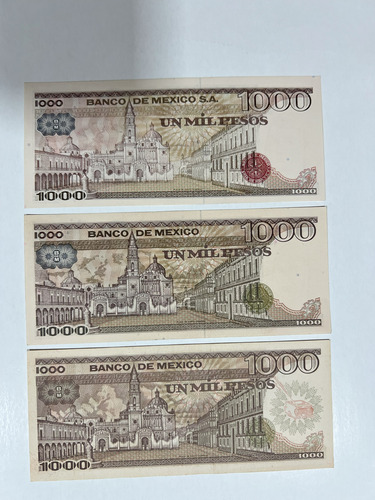 Set 3 Billetes De 1000 Pesos, 3 Diferentes Emisiones. Unc (Usado)