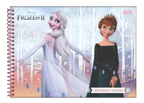 Caderno Desenho Elsa E Anna -80 Folhas- Jandaia Cor Colorido