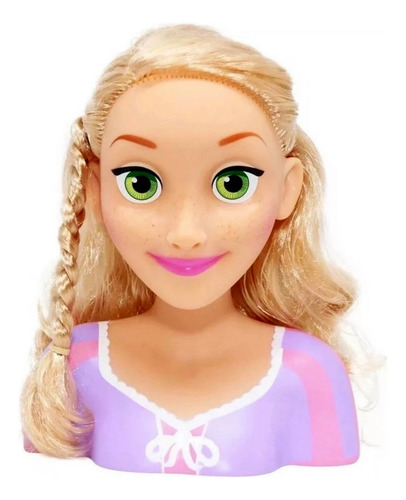 Cabeça Busto Boneca Menina Princesa Rapunzel Cabelos Para Pentear E Arrumar Com Acessórios - Profissões Quero Ser Cabeleireira - Personagem Filme Enrolados Licenciado Disney - Novabrink Brinquedos