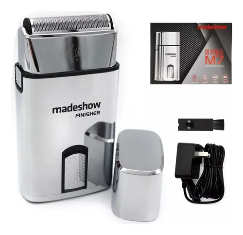 Barbeador Madeshow M7 Silencioso Sem Fio Cinza Viagem Prata