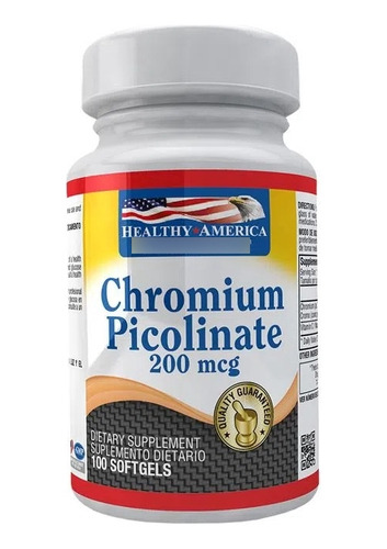 Chromium Picolinate Picolinato Cromo 200mcg 100 Cap Healthy America