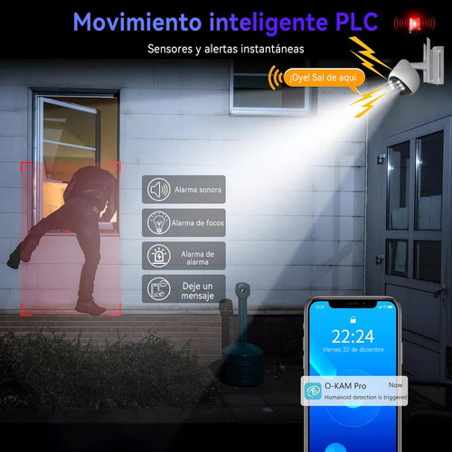 Skululu Solar Cámara De Seguridad Ip67 Fhd 360° 5mp Visión Nocturna Cámara Impermeable, A Prueba De Nieve Y A Prueba De Polvo Con Gran Capacidad De Batería Y Super Resistencia