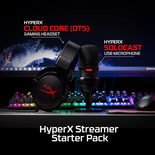 Pack Streamer Hyperx Audífono Cloudcore + Micrófono Solocast
