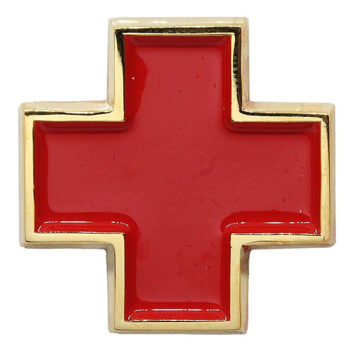 Pin Metálico De Cruz Roja En Baño De Oro