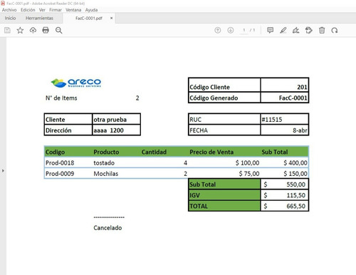 Sistema De Compras Y Ventas; Clientes Productos Facturación