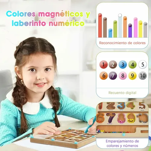 Laberinto Magnético De Madera Montessori – Juego Educativo De Colores Y Números Para Niños De 3 A 6 Años, Ideal Para Motricidad Fina