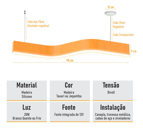 Lustre Madeira Grande Comprido Linear Z Slin 90cm - Snk 03