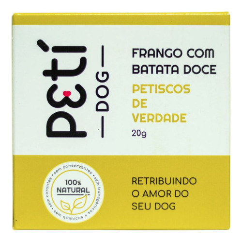 Petisco Cães Natural Frango Batata Doce Petí Dog Mini 20g