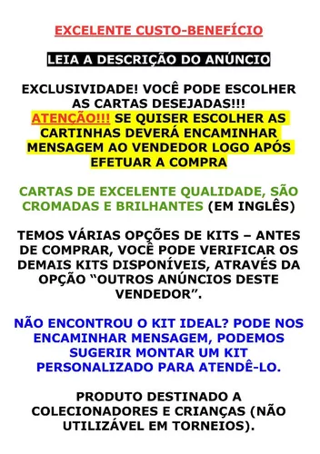 Lote 50 Cartas Pokémon + 2 BRILHANTES - CARTAS ORIGINAIS COPAG - Desconto  no Preço