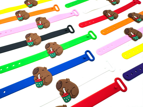 Pulseira Capivara 10un Variadas Pulseirinha Mimo Ajusavel