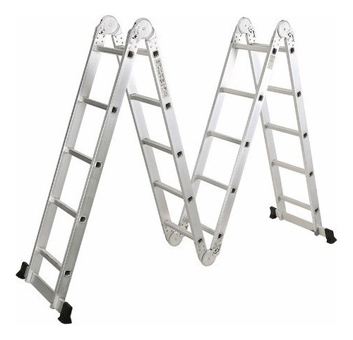 Escalera De Aluminio Articulada Plegable 20 Peldaños 5.7m