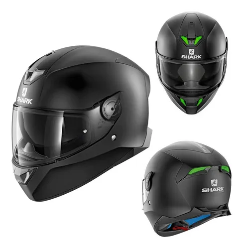 Casco Moto Shark Skwall 2 Blank Mat Con Luz Led Color Negro Tamaño del casco  S