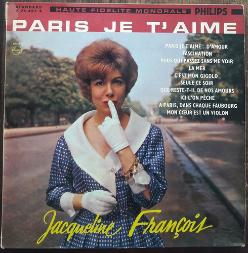 Lp Vinil 10 (vg/+ Jacqueline François Paris Je T'aime Import