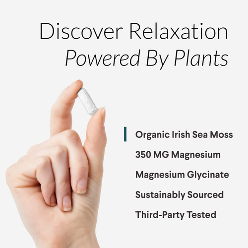 Magnesium + Irish Sea Moss, Magnesium Glycinate 350 Mg, Orga