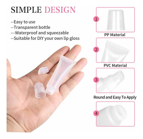 100pcs Brillo Labios En Tubos Vacíos Recargable Transparente
