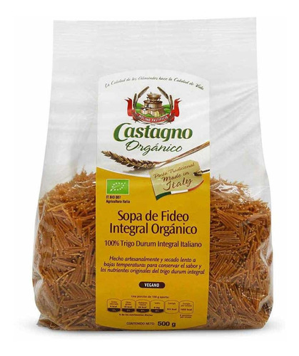 Sopa Castagno Fideo Integral Organico 500g