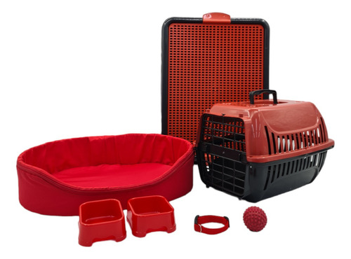 Kit Cachorro Europa Cama Transporte Educador Xixi Sim/não Cor Vermelho