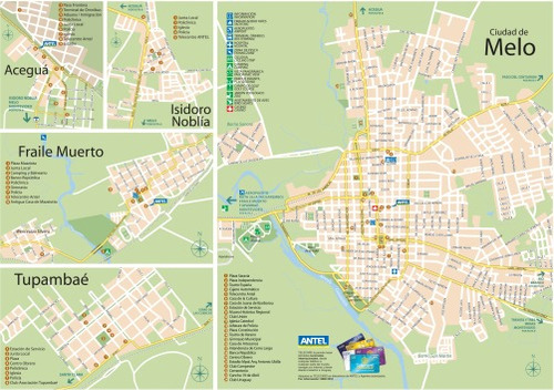 Mapa De La Ciudad De Melo - Cerro Largo - Lámina 45x30 Cm.