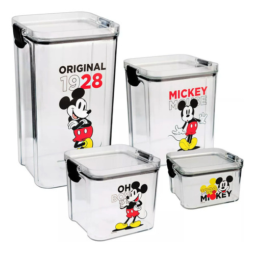 Recipiente Contenedor Hermetico Set 4pz Diseños Animados
