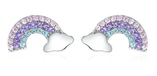 Aretes Pendientes Para Mujer Arco Iris En Plata 925