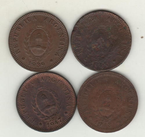 Argentina Lote De 4 Monedas De 2 Centavos - Cobres Chicos