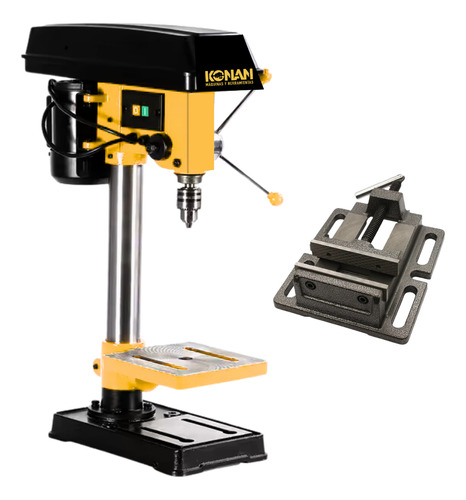 Konan Taladro De Banco 16mm + Morsa Plana 450w 5 Velocidades Amarillo