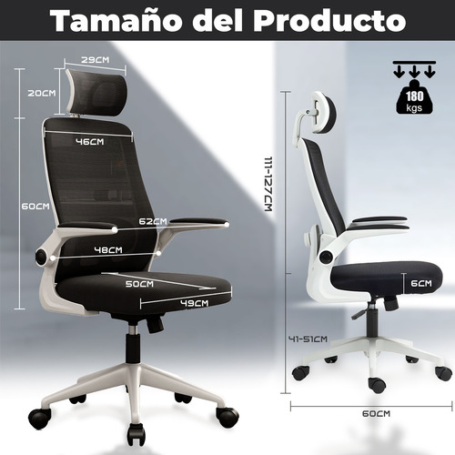 Jeeleeko Silla Gamer Oficina Ergonómica Inclinable Del Tapizado Malla Color Blanco Material Del Tapizado Algodón Color Blanco