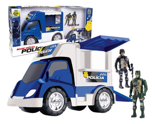 Base Móvel Policia Com 2 Soldados 0137 - Samba Toys Cor A